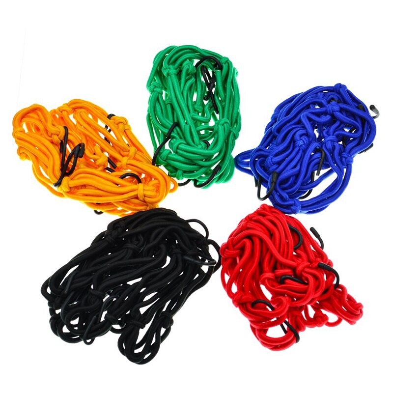 1pc Universal 6 Hooks Bungee Cargo Net Motorcycle Motorbike Helmet Hold Down Fuel Tank Luggage Mesh Storage Organizer Net Bag