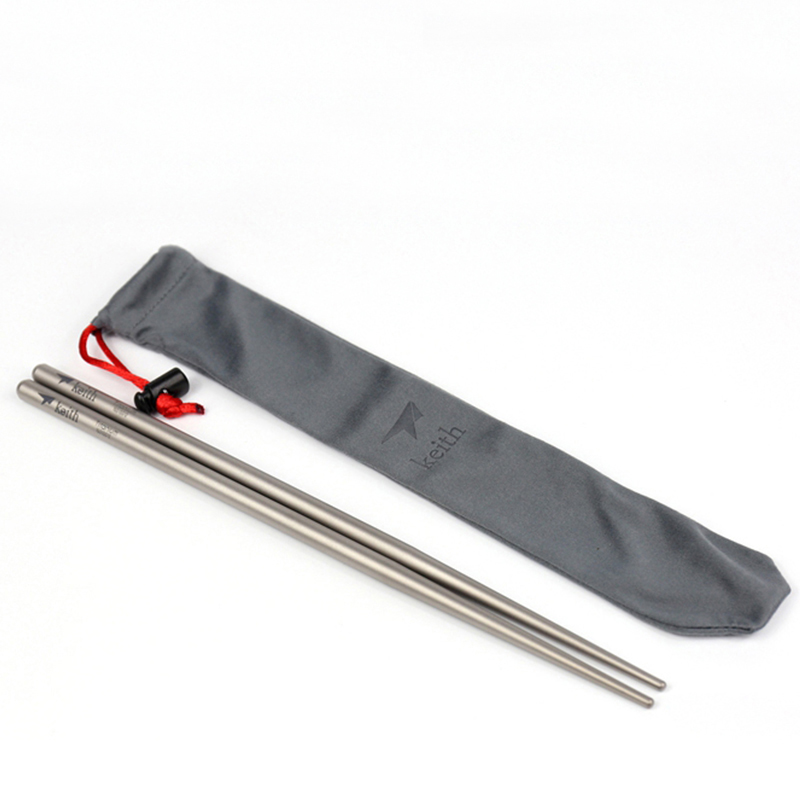 Keith Camping Tableware Pure Titanium Chopsticks Bacteriostatic Non-toxic Flatware Outdoor Hiking Picnic Backpack Cutlery