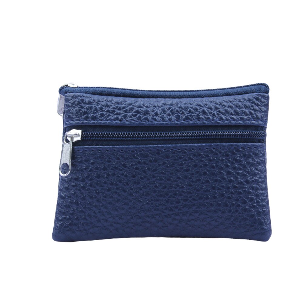 Wallets Wild Women Man Wallets Small Brand Men Leather Multi Functional Zipper Leather Purse Card: Dark Blue