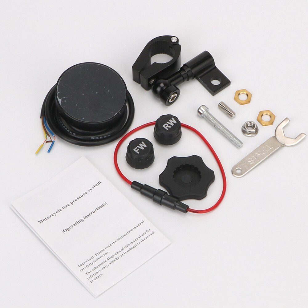 TPMS Motorcycle Tire Pressure Monitoring System With 2 External Sensors LCD Digital Display Waterproof Tyre Gauge