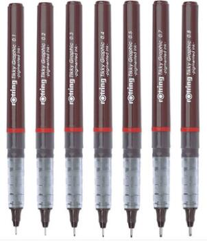 Rotring Tikky Graphic Pigmented Ink Sketch Pen Disposable: 7 pieces