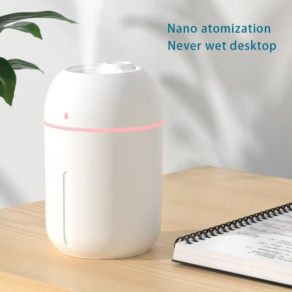 330ML Mini USB Portable Cool Mist Air Humidifier Essential Oil Aroma Diffuser With Led For Car Home Office Yoga