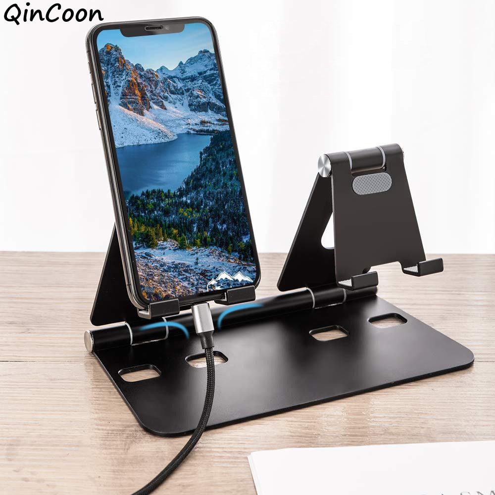 Dual Gerät Aluminium Faltbare Desktop-Halter für Handy Tablet 270 ° Rotation Einstellbar Stehen für Smartphone iPhone iPad