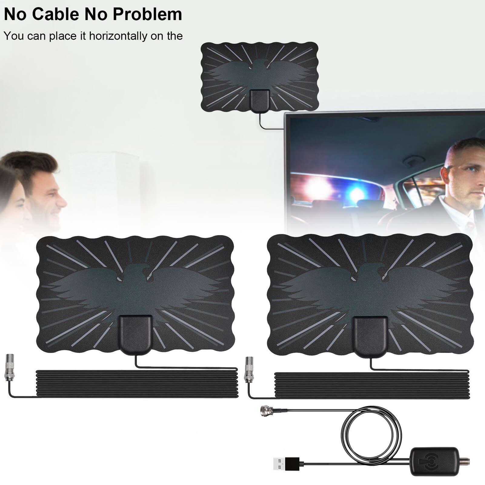 4K 25DB High Gain HD TV DTV Box Digital TV Antenna EU Plug 2000 Miles Booster Active Indoor Aerial HD Flat