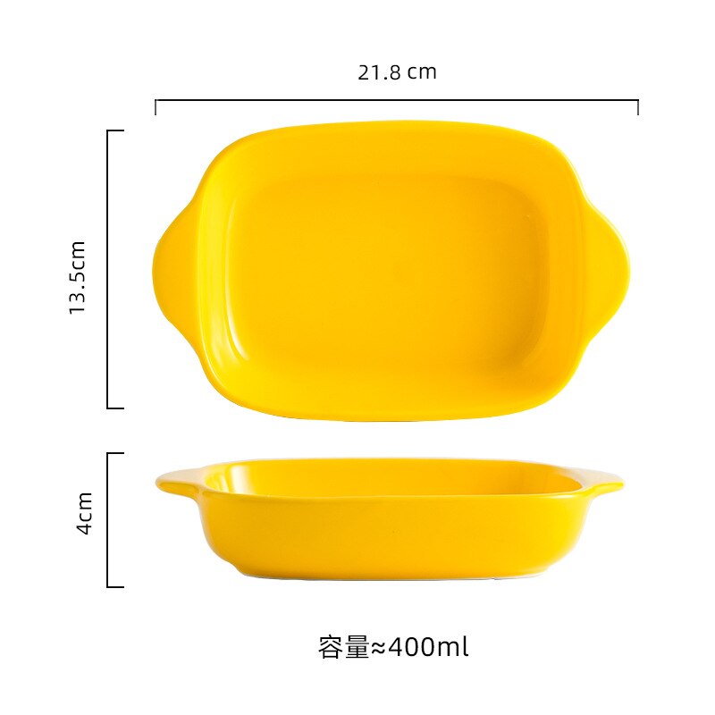 Yellow/Red/Blue/Green/Grey/Pink 400ml/500ml Fruit Salad Bowls Ceramic Tableware Tray Decorative Living Room Plates: 400ml Yellow