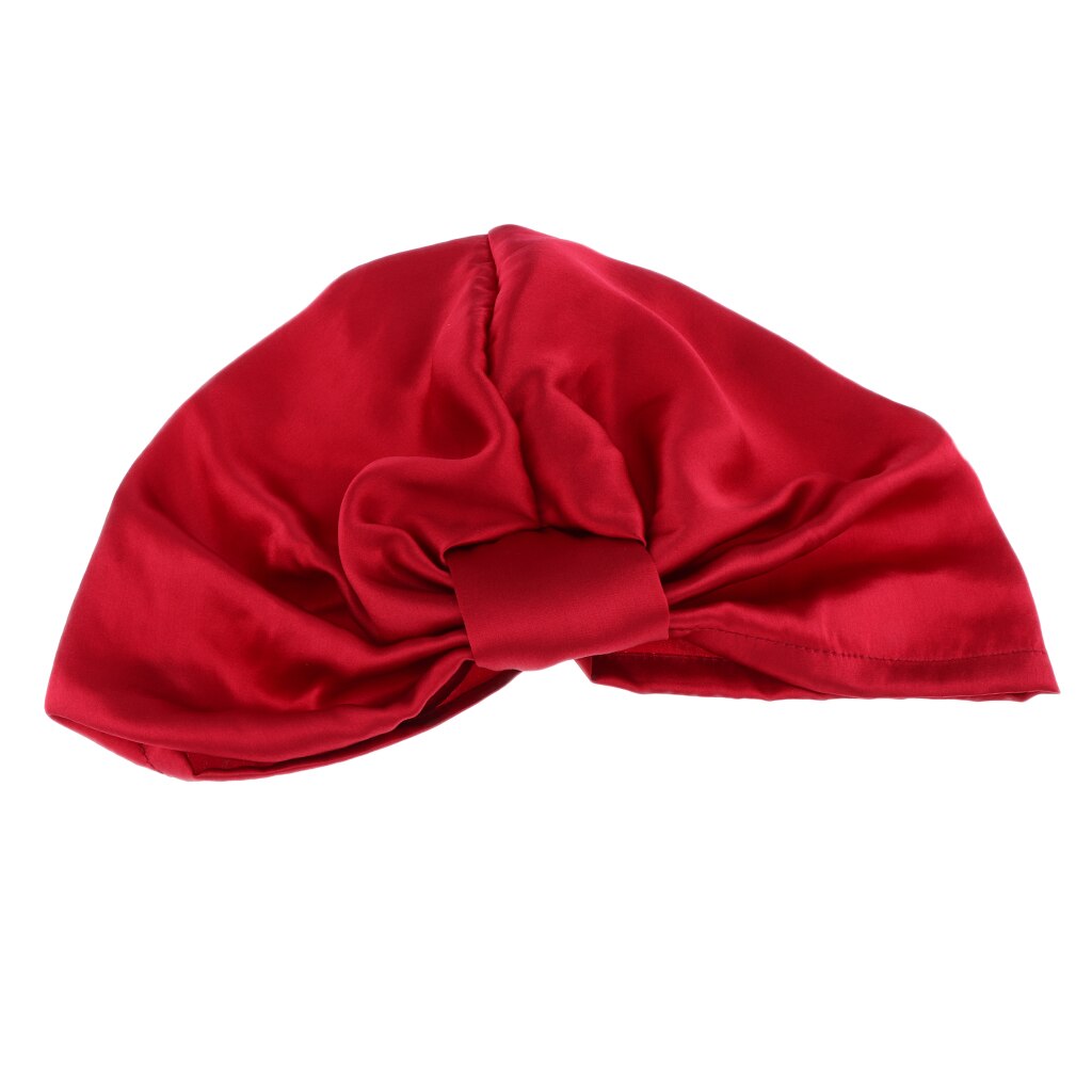 Silk Sleep Hat Wraps Night Cap Hair Care Bonnet Womens Hat: Burgundy