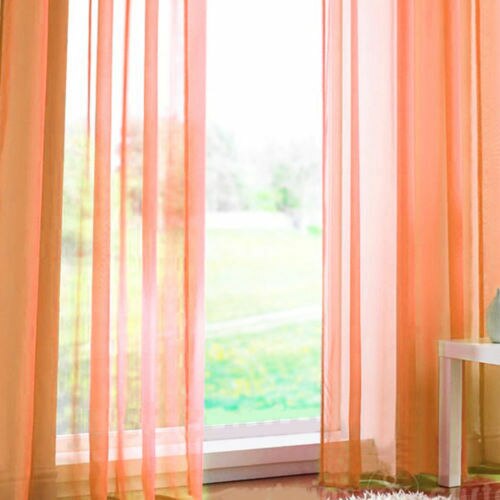 1pc Tulle Door Window Curtain Modern Voile Pure Color Drape Panel Sheer Scarf Valances Room Curtains For Bedroom Living Room: Orange