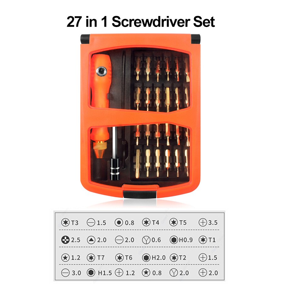 27 in 1 Screwdriver Set Magnetic Torx Phillips Screwdriver Bit Precision Screw Driver Cellphone Mobile Phone PC Repair Tools Set: 27 in 1