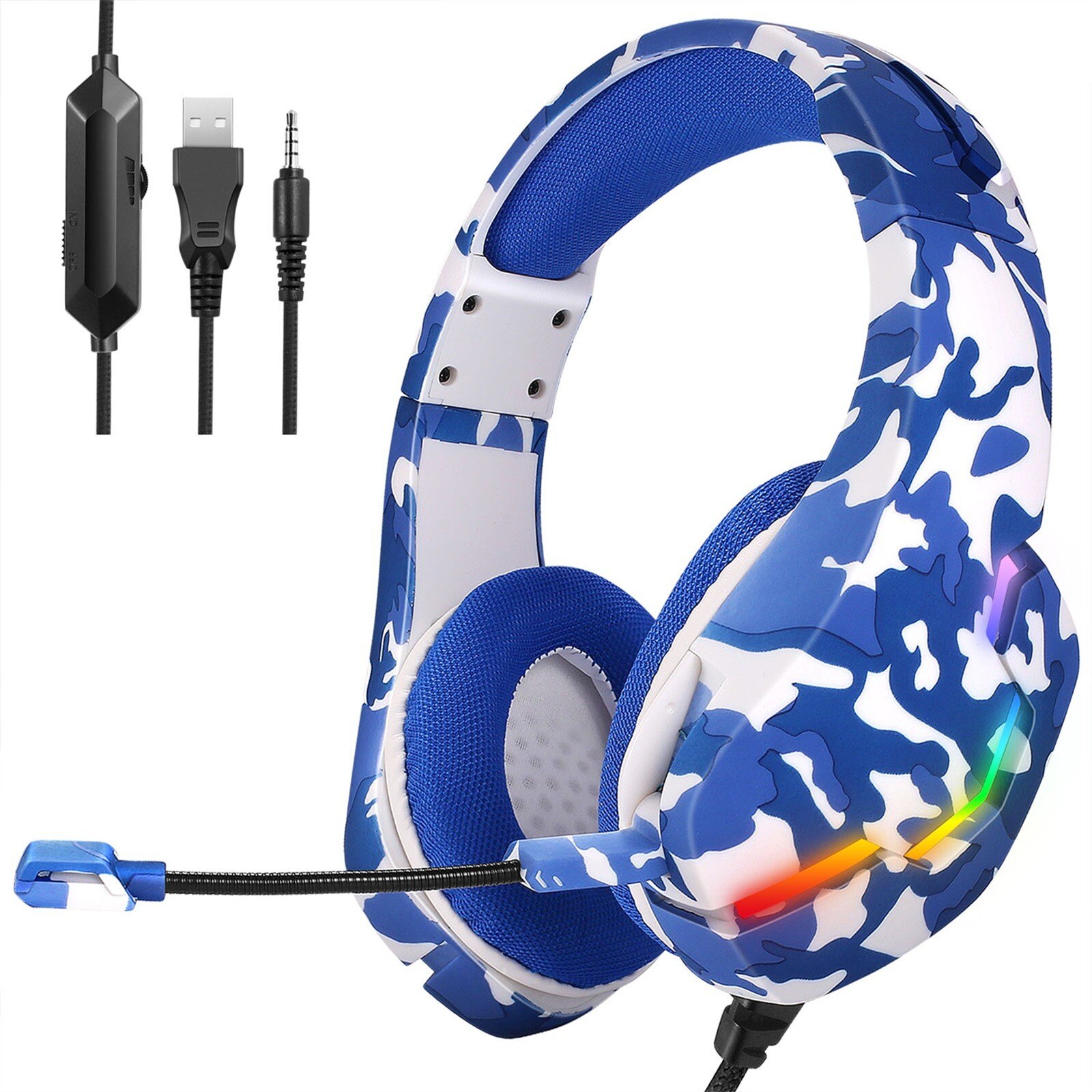 J10 Gaming Headphones with Over-Ear Microphone Gamer Stereo Headphones Deep Bass Gaming Overear Laptop Tablet Gamer