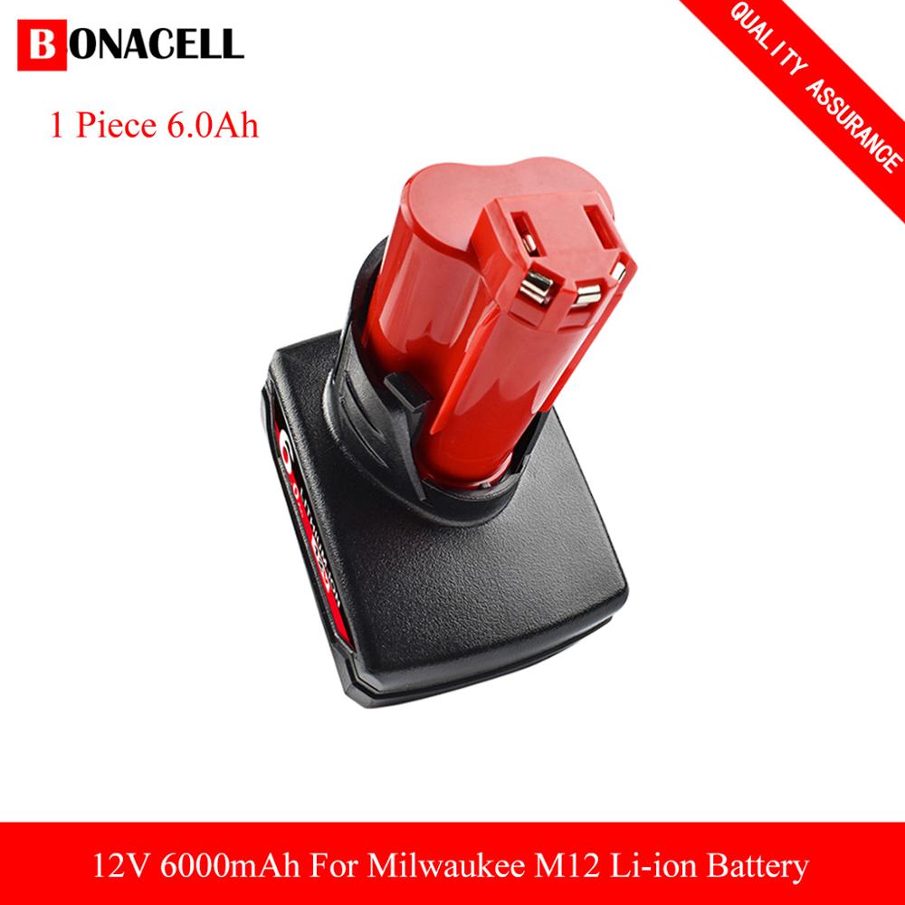 6.0ah 12v li-ion batteri for elektroverktøy for milwaukee  m12 c12 xc 48-11-2440 48-11-2402 48-11-2411 48-11-2401 erstatningsbatteri: 1 stk 6.0ah