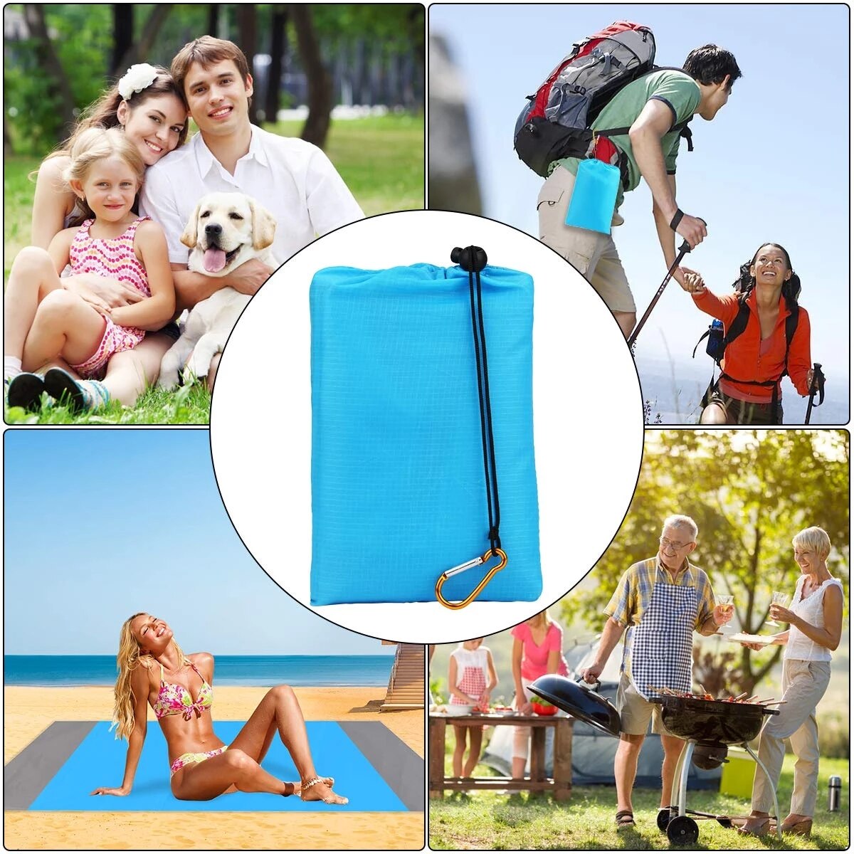 LOLO-esterilla grande antiarena para playa, manta de gran tamaño con bolsillo, para Picnic, a prueba de viento