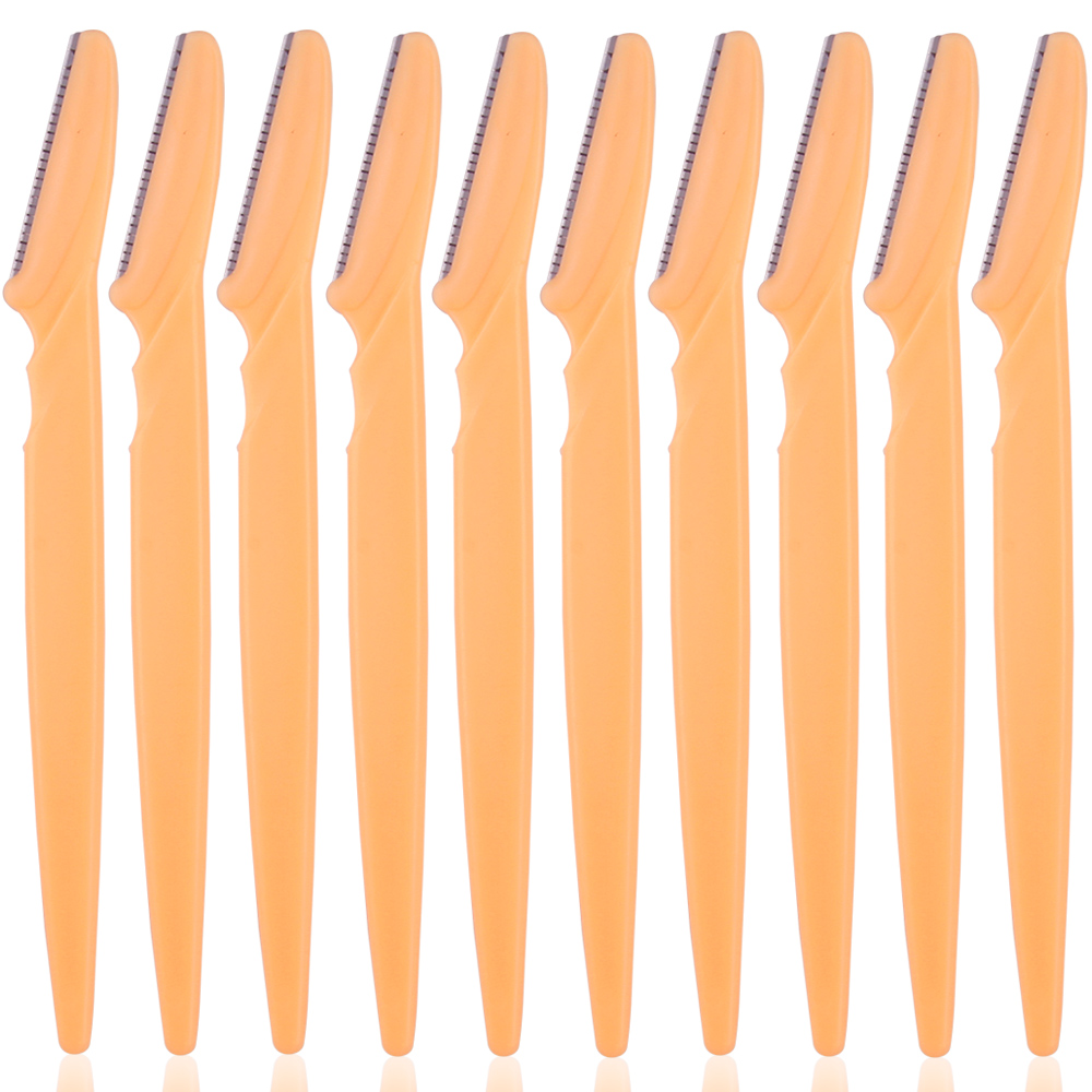 Lame de tondeuse à sourcils pour femmes, 3/4/10 pièces, rasoir facial Portable, épilation des sourcils, coupe-poils, couteau de sécurité, grattoir de maquillage: 10pcs Yellow