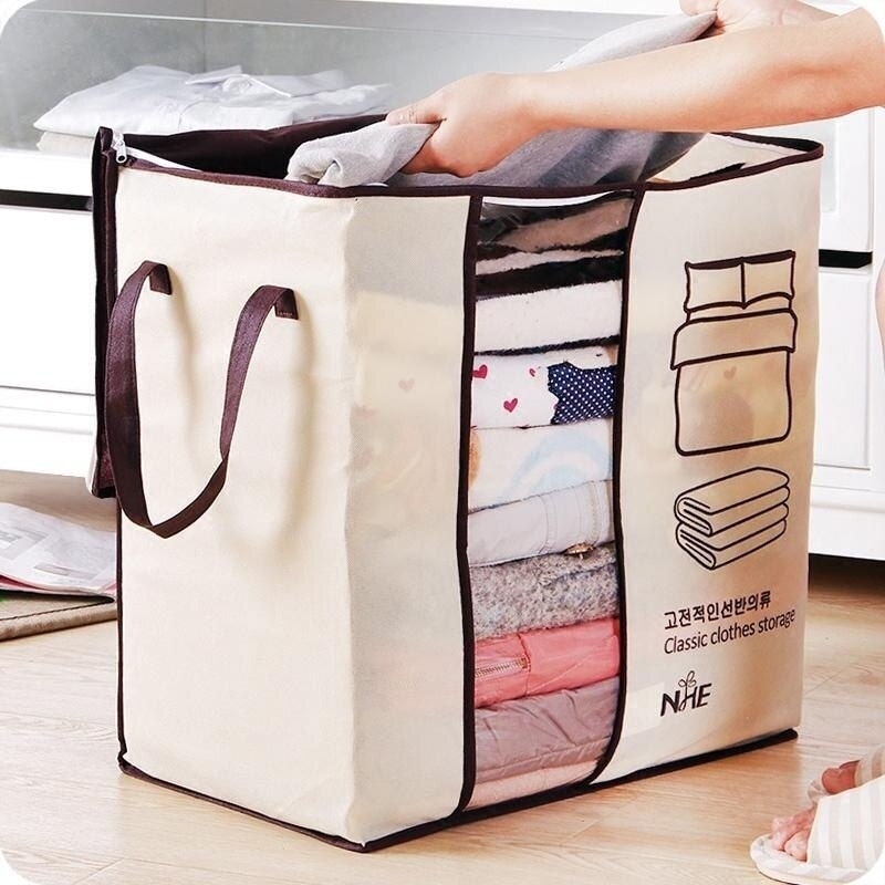 Non-woven Draagbare Kleding Opbergtas Organizer 45.5*51*29Cm Vouwen Closet Organizer Voor Kussen quilt Deken Beddengoed