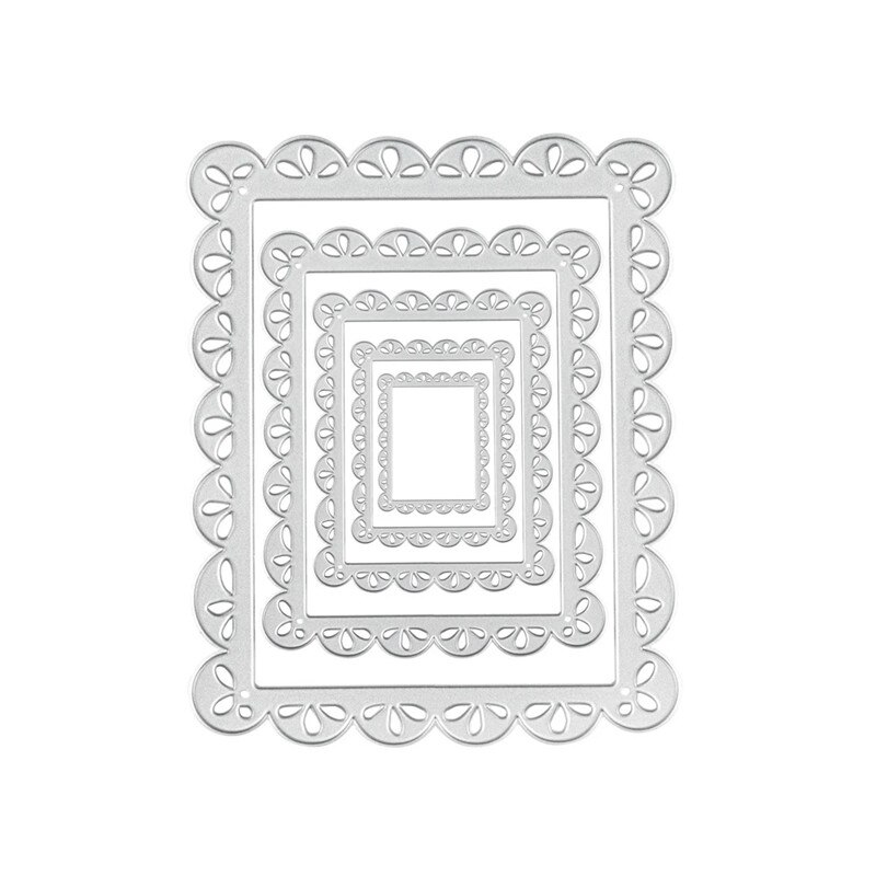 YaMinSanNiO Nested Stitched Scallop Rectangle Frame Dies Metal Cutting Dies for Card Making Craft Dies Scrapbooking Embossing