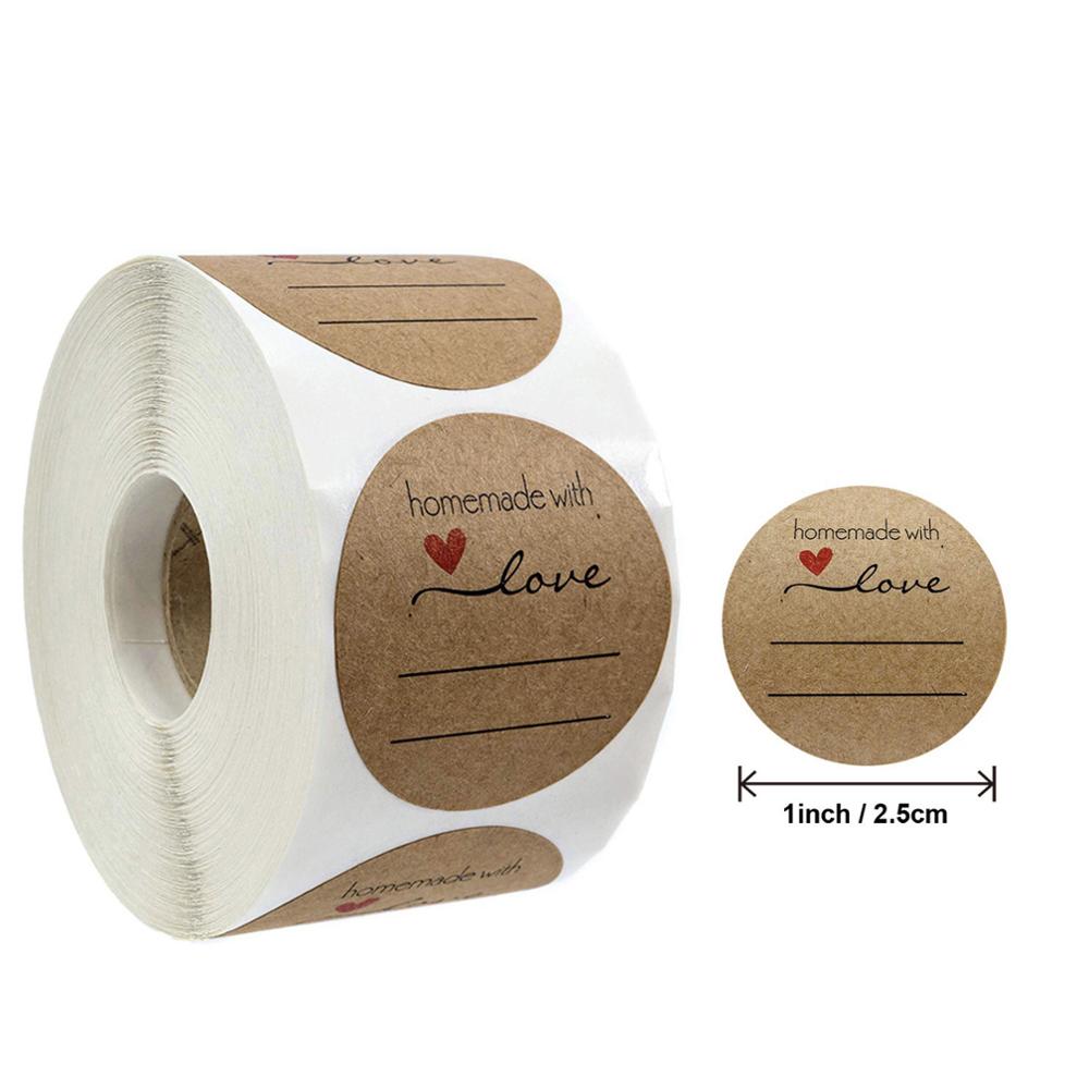 500PCS Round Labels Handmade Kraft Paper Packaging Sticker for Candy Dragee Bag Box Packing Bag Wedding Thanks Stickers: D