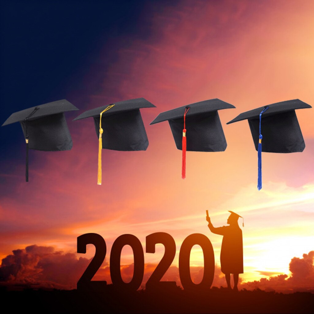 School Graduation Party Cap With Tassels Neutral Adult Child High School University Graduation Octagonal Hats Adjustable Costume