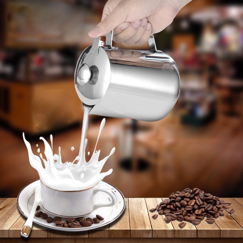 304 Stainless Steel Milk Frothing Pitcher Coffee Foam Container Milk Cup Espresso Measuring Cups 20OZ: Default Title