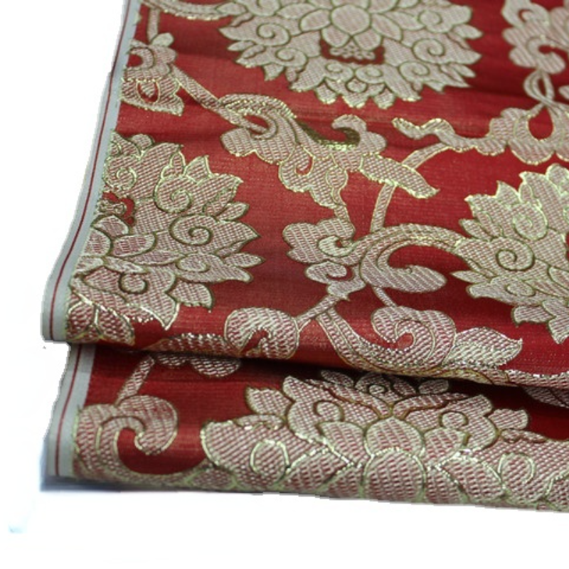 Tkanina Żakardowa Brokatowa - 75cm - Satyna Damask Faux Złoto Jedwab - Na Cheongsam, Lalki, Suknie Mongolskie