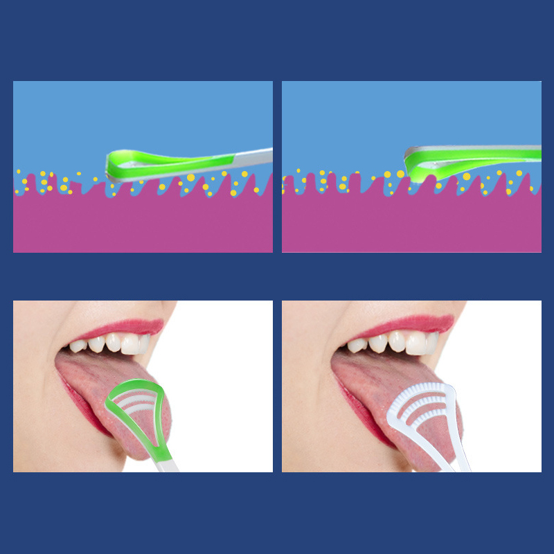 Raspador de lengua de doble uso, limpiadores reutilizables, cepillo de limpieza para la salud bucal, cuidado de higiene, cepillo de dientes, raspado de aliento fresco, 1 ud.