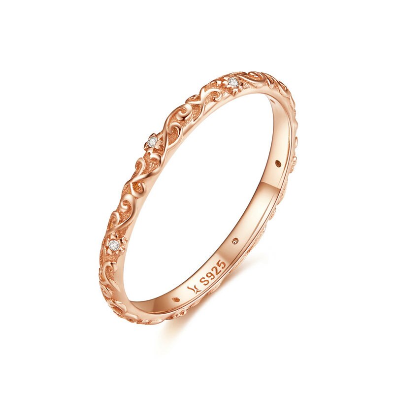 WOSTU 925 Sterling Sliver rozmiar Vintage wytłaczany wzór Rose Red Flower cyrkon pierścienie dla kobiet kobieta oryginalna biżuteria CTR235: 7 / CQR514