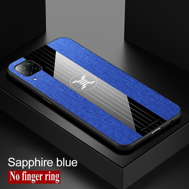 Für huawei p40 lite fall luxus magnetische ring halter tuch stoff stoßfest zurück abdeckung für huawei p 40 lite licht coque fundas: Blue No Ring