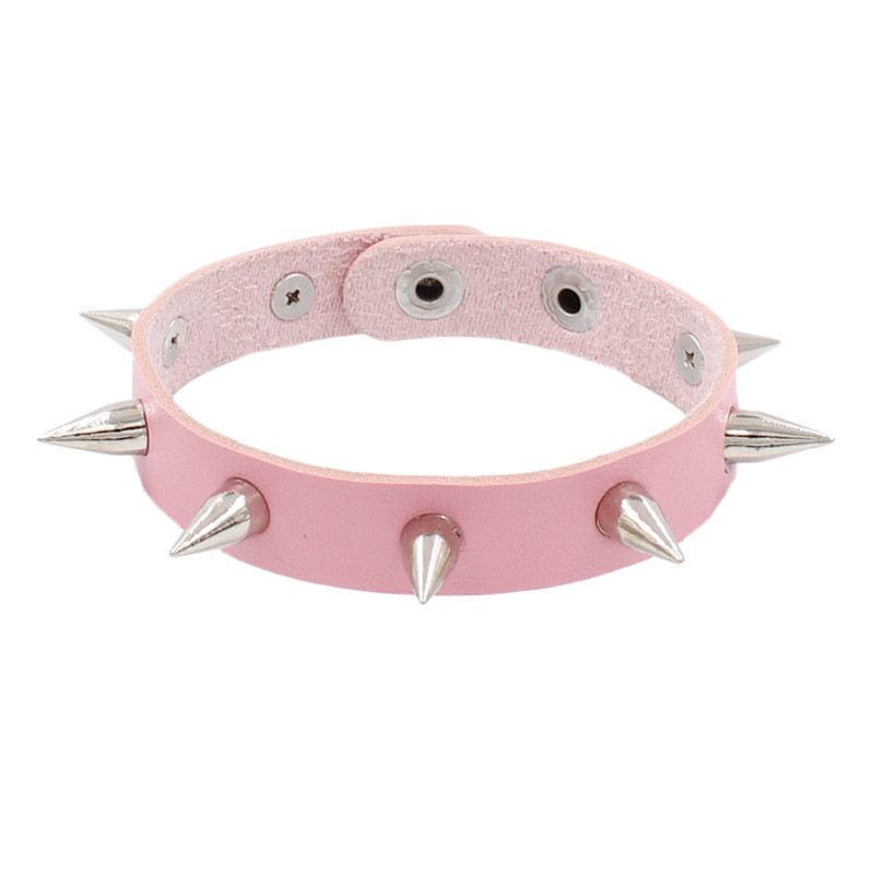 Pulsera con puntas de para hombre y mujer, pulseras Punk de piel sintética, brazalete gótico para chica, pulsera de Rock con tachuelas, joyería 2022: Color amarillo dorado claro