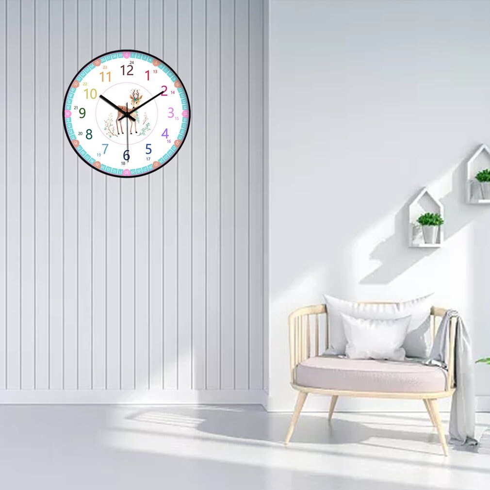 Early Childhood Learning Wall Clock Ultra-quiet Home Classroom Living Room School Recognition Table Wall Clock