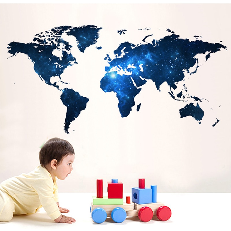 Star World map DIY Vinyl Wall Sticker Kids love Home Decor office Art Decals for 3D stickers Wallpaper decoration