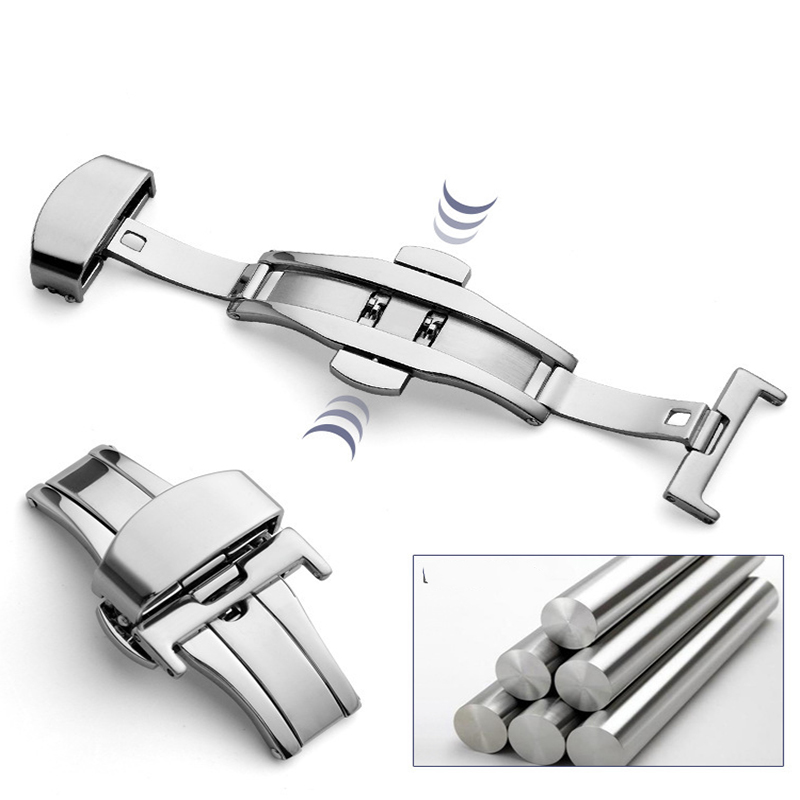 Hebilla plegable para reloj, correa de reloj de mariposa con doble clic, cierre de presión, botones de 14/16/18/20/22mm, accesorios para hebillas de reloj