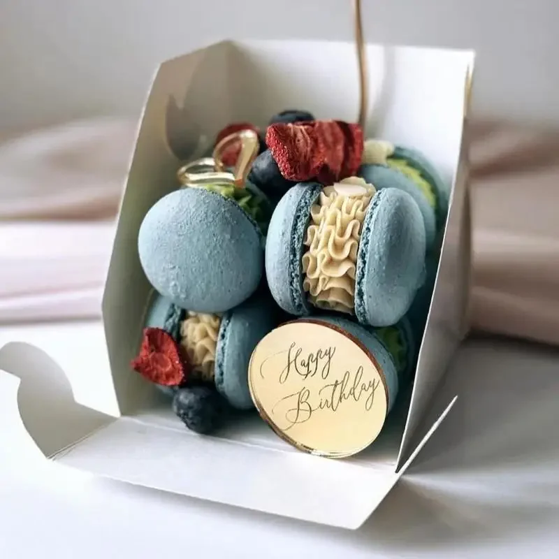 10 stück kuchenaufsätze „glücklich birthday“, goldfarbene, runde acryl-cupcake-aufsätze für kindergeburtstage, babypartys, tortendekorationszubehör: Hellgelb
