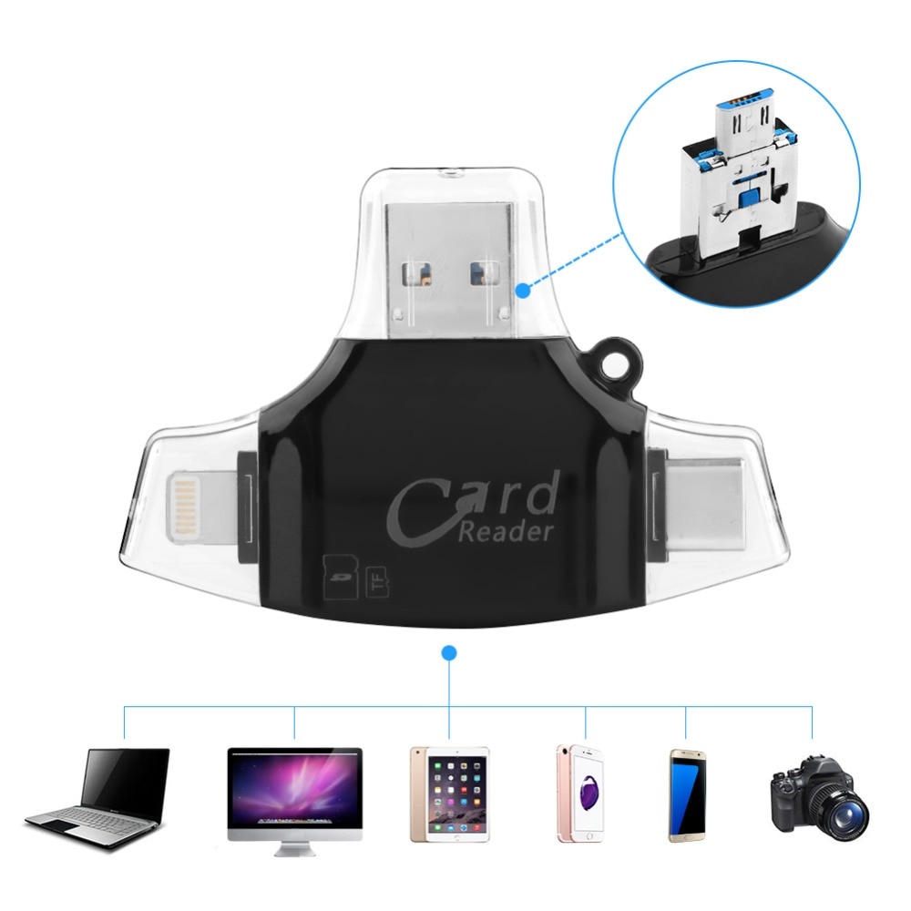 Tipo C &amp; Micro USB &amp; USB OTG OTG Leitor de Cartão Universal TF/SD para MacBook iPhone iPad Android leitores de Extensão de computador