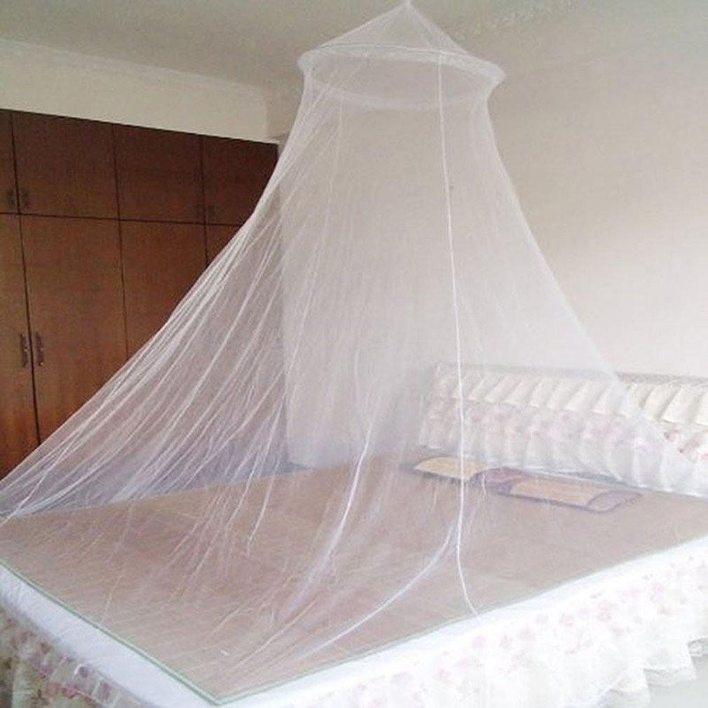 Verão em torno do laço inseto cama dossel rede cortina de malha poliéster têxtil casa elegante pendurado bebê cama mosquito net: WHITE