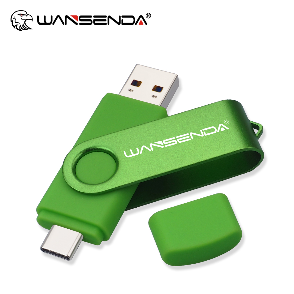 WANSENDA TYPE C USB 3,0 unidad Flash Metal Pen Drive 512GB 256GB 128GB 64GB 32GB 16GB memoria Stick 2 en 1 Pendrives de alta velocidad: Naranja / 512 GB