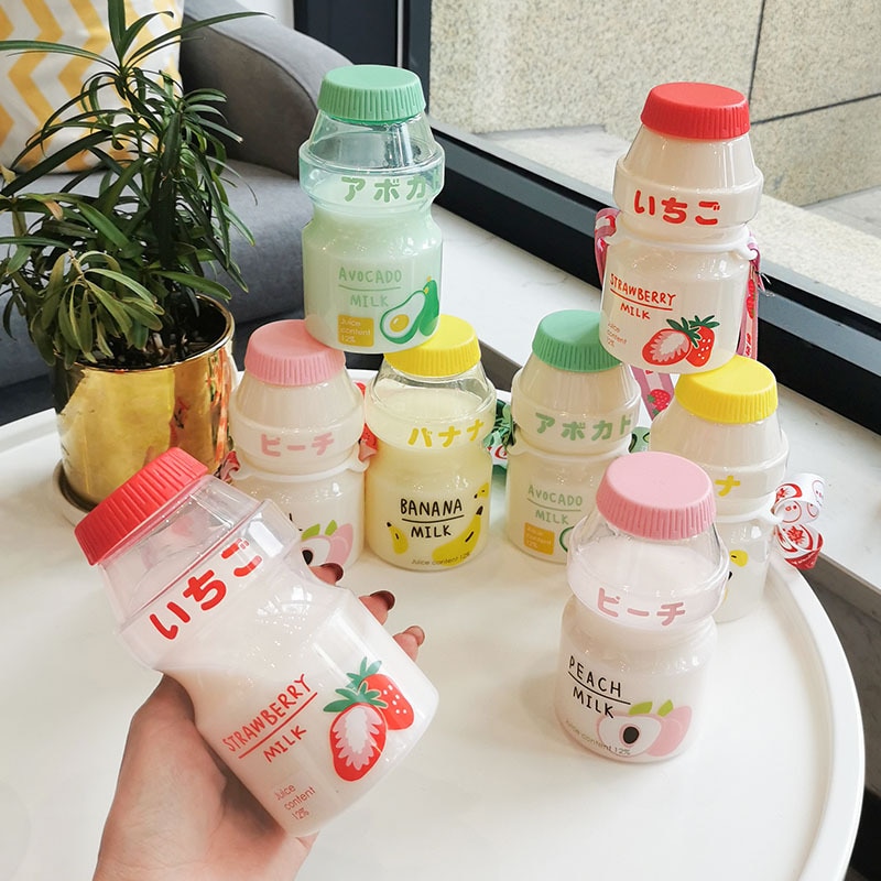 480Ml Fruit Plastic Water Fles Leuke Kawaii Melk Lekvrije Reizen Drinkfles Voor Kinderen Meisje Volwassen Water cup