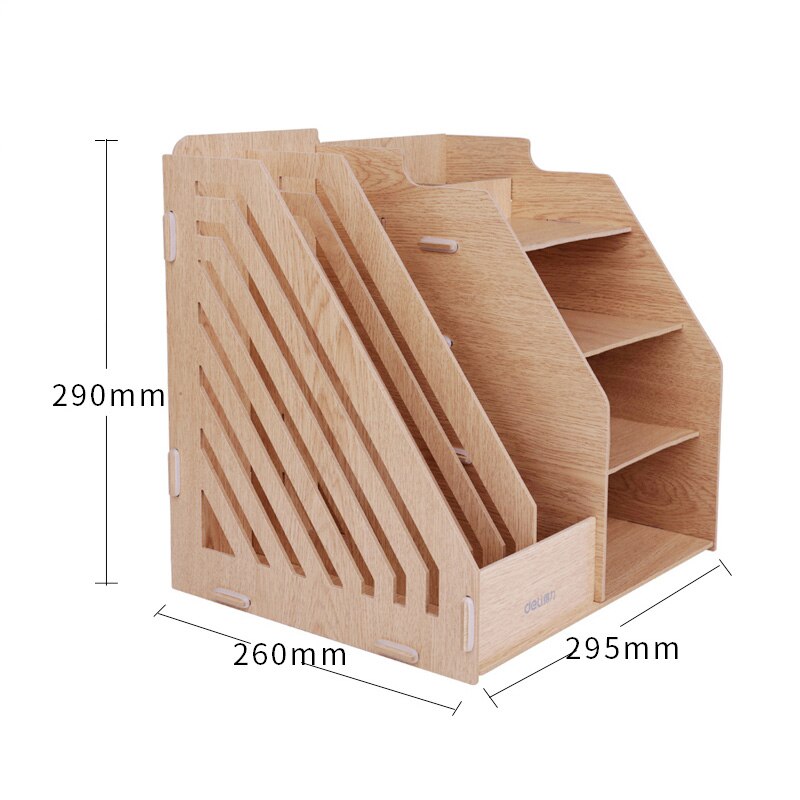 DIY Desktop Wooden Document Tray Storage Box Multifunction Pen Pencil File Holder Office Desk Organizer School Supplies 79250: 9842