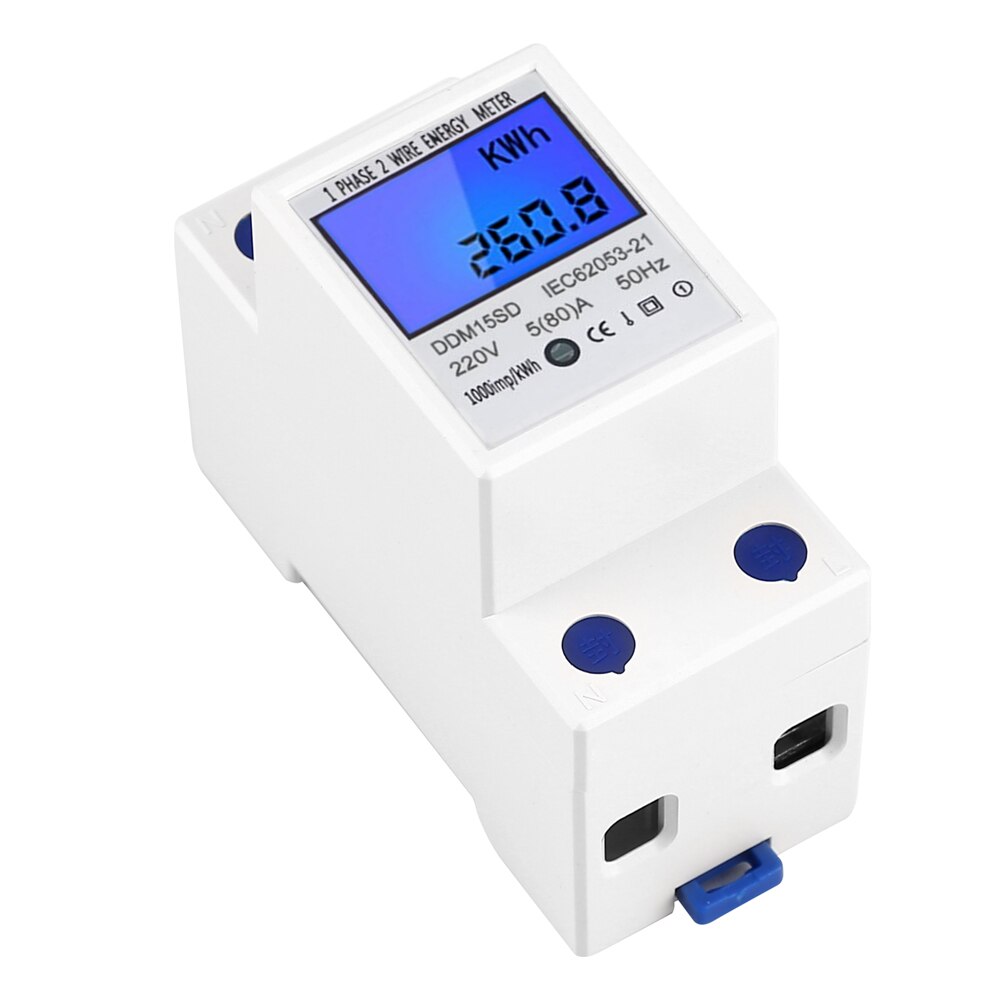DDS-LDG 220V 50Hz Single-Phase Electricity Meter Electric Energy Meter with LCD Display 35mm Dinrail Mount