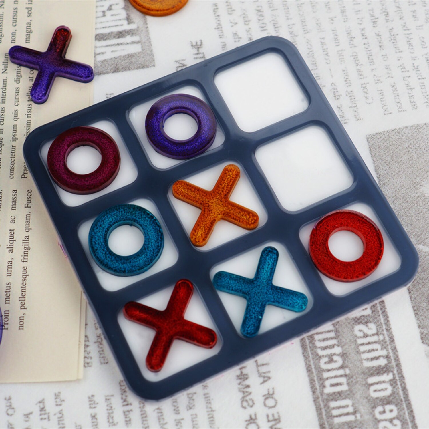 Tic Tac Toe OX gra w szachy lustro silikonowe formy odlewnicze dla majsterkowiczów żywica Uv epoksydowa biżuteria narzędzia Craft Handmade Making mały rozmiar