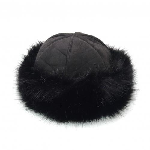 Vrouwen Winter Bontmuts Koepel Mongoolse Hoed Mongoolse Mannen Vrouwen Winter Faux Fur Suède Pluizige Beanie Warme Dikke hoed Sneeuw Cap: Black