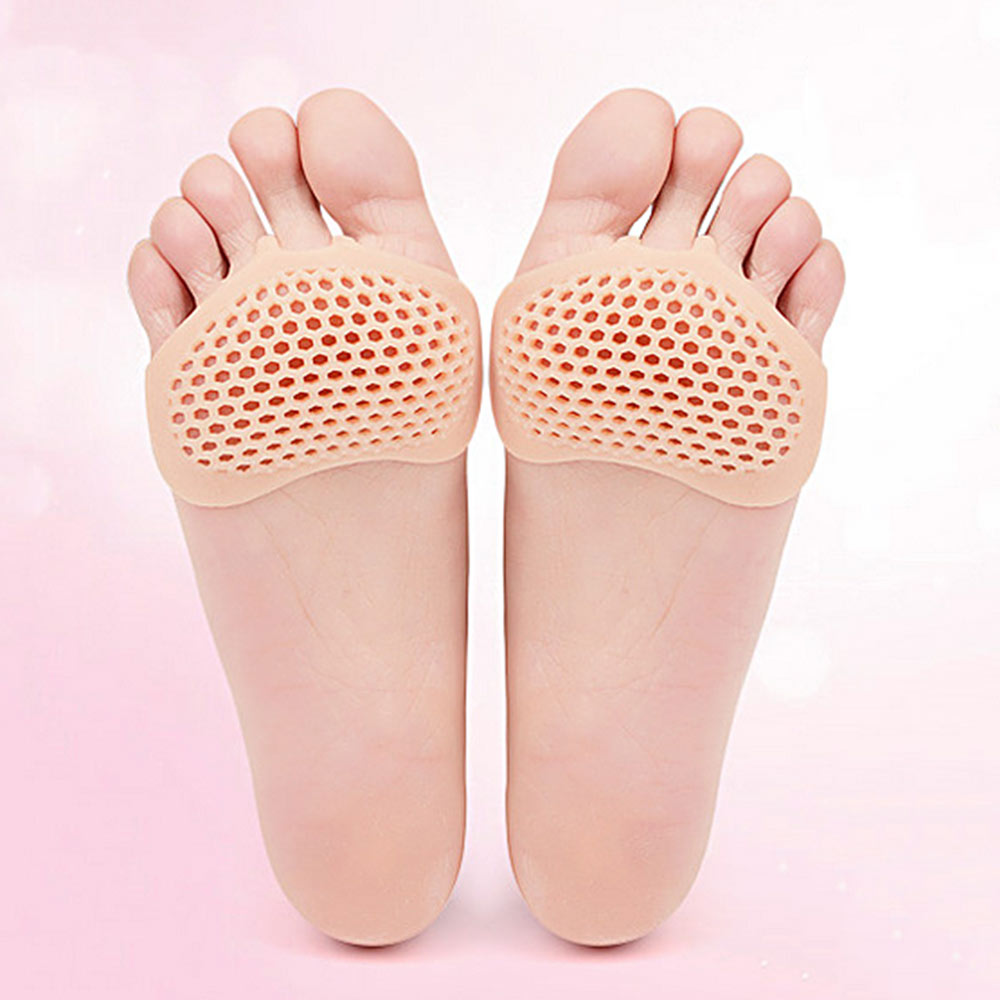 1 paar Rosa Silikon Gel Vorfuß Kissen Pads Schmerzen Linderung Atmungsaktive Schutz für Frauen Fußpflege Pads Ball von Fuß