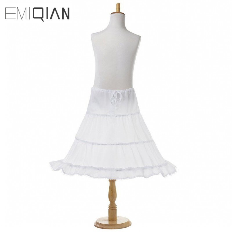 3 Hoops White A-Line Flower Girl Dress Petticoat 2022 Child Underskirt For Flower Girl Dresses Length 53 CM