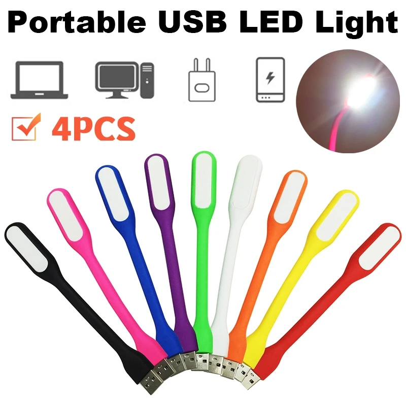 Mini lampe LED USB portable, lampe de lecture de livre, veilleuse pliable, lampe de protection des yeux pour ordinateur Power Bank, DC 5V, 2 pièces, 4 pièces