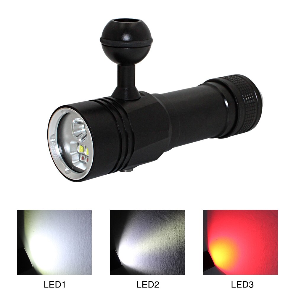 Lampe de plongée sous-marine XHP90, 80M de profondeur, lampe de poche pour caméra de photographie et vidéo, bleu blanc rouge: Type 8 / without battery