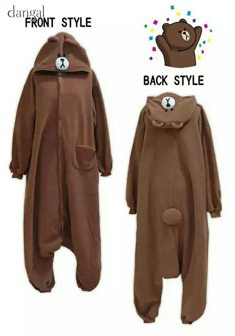 Kigurumi-Pijama Kawaii de oso Kumamoto, Unisex, de una pieza, suave, cálido,