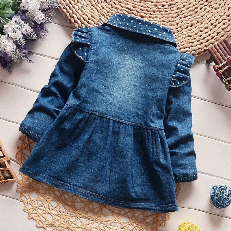 Nysrfz meisjes denim jassen mooie hart bescherm stippen baby bovenkleding jassen voor meisjes lange mouwen meisjes jeans jassen kleding