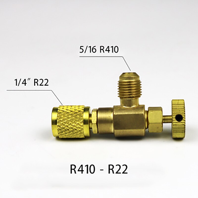 1 st vätska  r410 r22 kylverktyg adapter för luftkonditionering säkerhetsventil 1/4 " 5/16 " tum han-/hongänga slangventiler: R410 r22