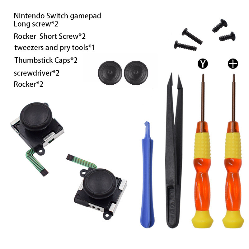 3D Analog Joystick Thumb Stick For Nintend Switch Joy Con Controller Sensor Replacements Parts Accessorie Module Repair Kit Tool: 12 in 1