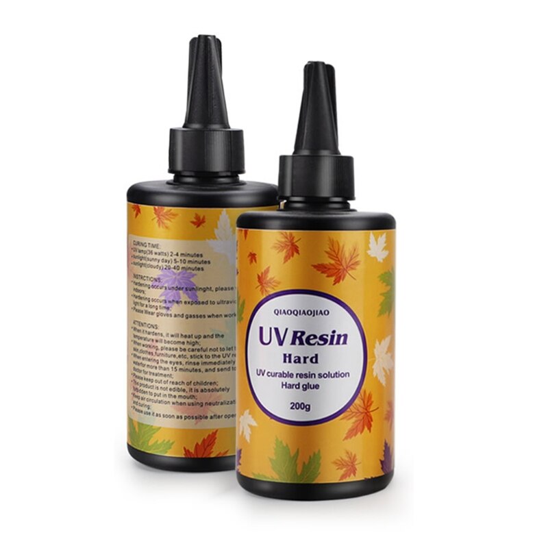 Resina UV de tipo duro, pegamento transparente de cristal, accesorios de curado, molde de cristal, fabricación de jabón, , 15g, 25g, 60g, 100g, 200g: 200g