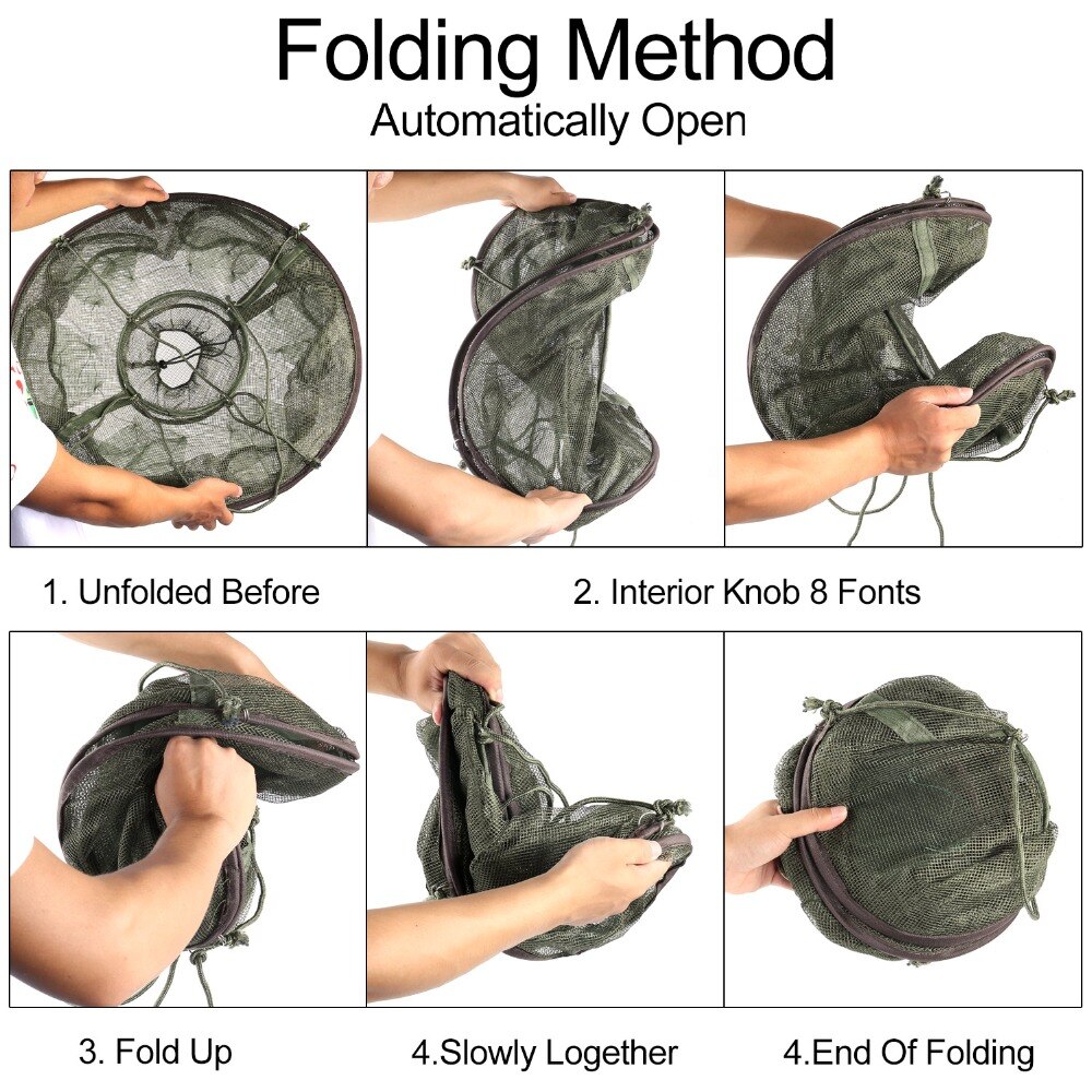 Sougayilang Top Folding Fishing Net Dip Fish Net Lobster Crab Fish Trap Cages Outdoor Fishing Tackle