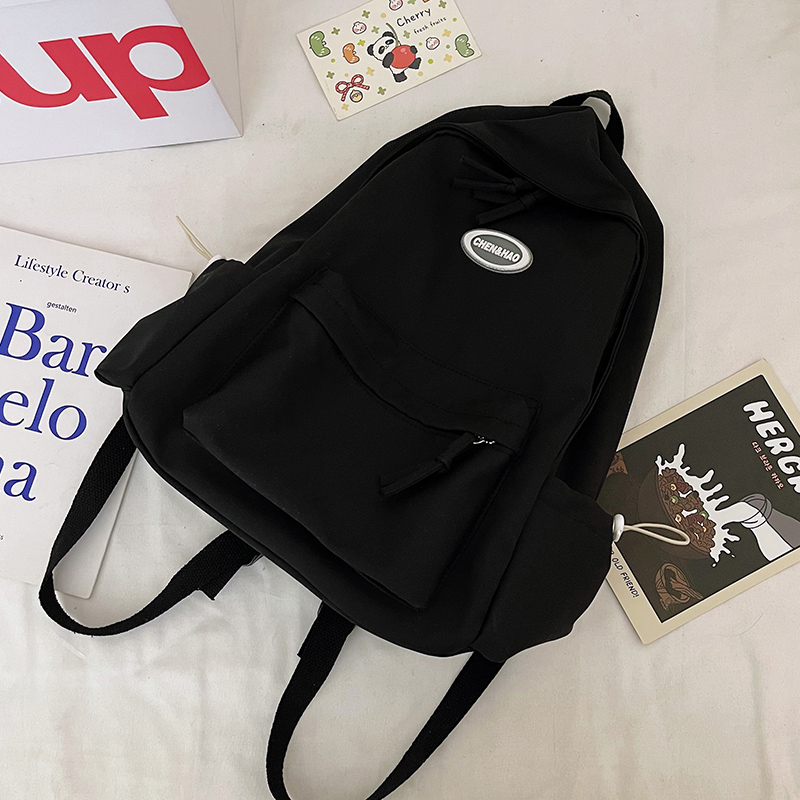 Kobiety plecak nastoletnie dziewczyny Kawaii nylon tornister kobiet student torba na ramię tornister koreańnarty styl stałe Bagpack książka Mochila: czarny / nie pendant