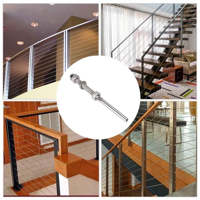 24 Packs Swage Threaded Stud Thread Terminal Stud Deck Cable Hardware for 1/8 inch Deck Cable Railing